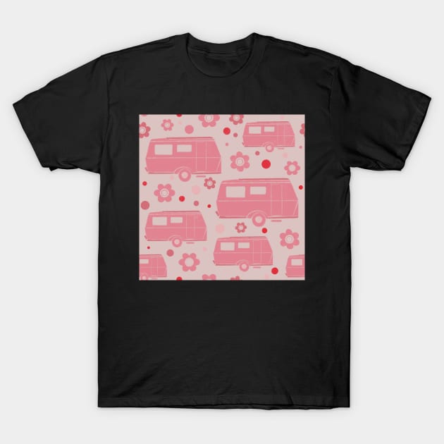 Pink Caravan Daisy  Pattern T-Shirt by NattyDesigns